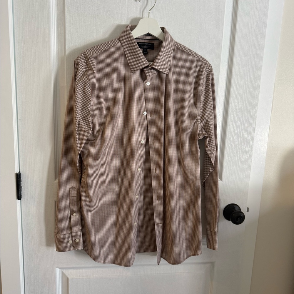 Banana Republic Men's Brown Micro-Check Dress Shirt